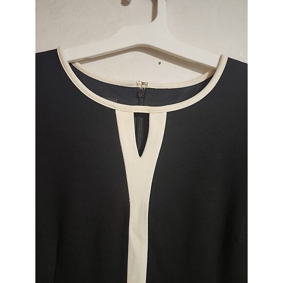 Talbots Dress Sheath Midi Black Heavyweight Short Sleeve Zip Back 8 Round Neck - Picture 2 of 6